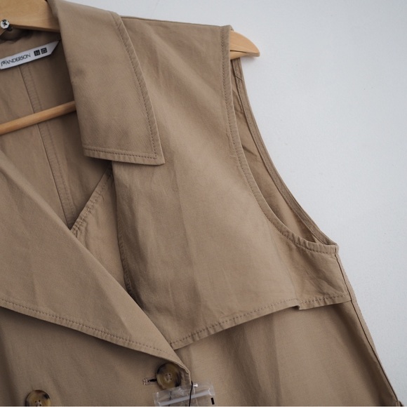 Trench vest JW Anderson sleeveles Uniqlo belted lapel dress medium - Picture 9 of 11